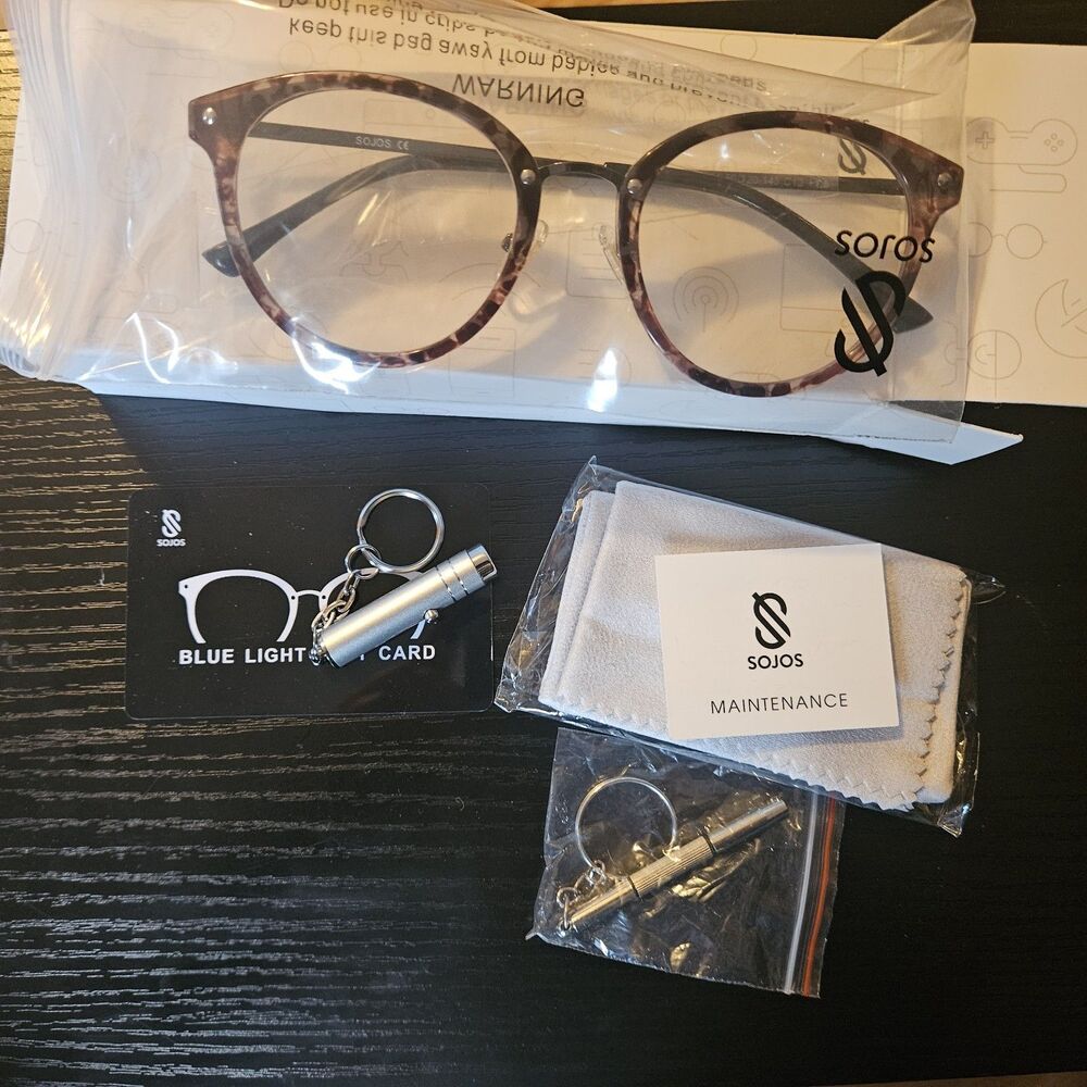 SOJOS Retro Round Blue Light Blocking Glasses Anti Glare Animal Print